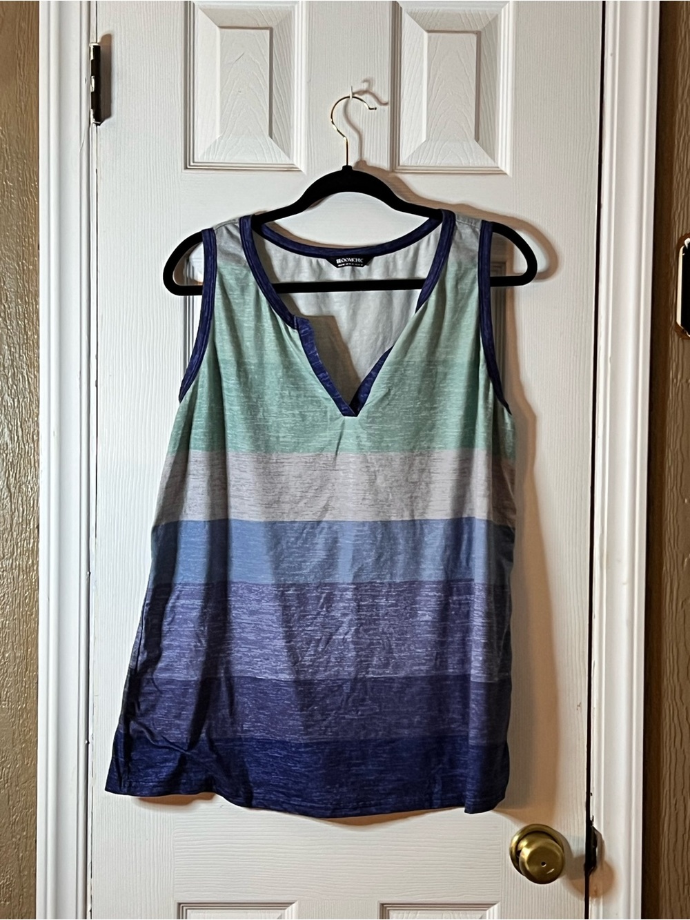 BloomChic Striped V-Neck Tank Top in Mint, Blue & Navy